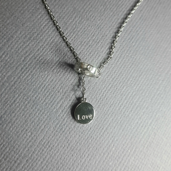 Silver LOVE ❤️ lariat screw Necklace - Picture 7 of 12